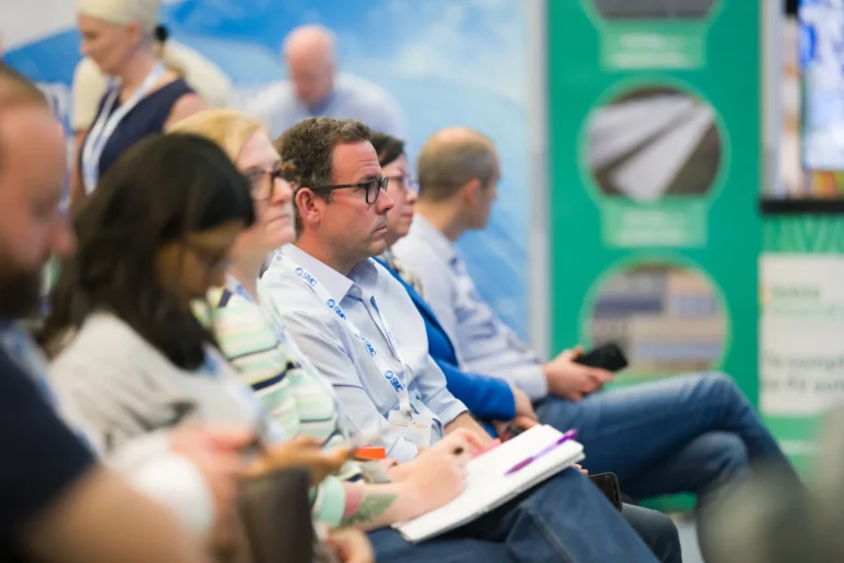 Delegates taking notes during a seminar at the 2026 Sustainable Food Factory and Food+Beverage Engineering event.